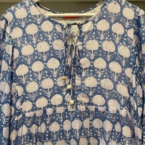 Oliphant Blue and White Long Sleeve Dress LIKE NEW, Large